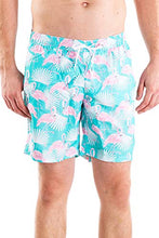 Load image into Gallery viewer, Tipsy Elves Pink Flamingo Standard Fit 7 Inch Inseam Swim Trunks for Men Size Large
