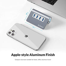 Load image into Gallery viewer, ORICO 4 Port USB 3.0 Unibody Aluminum Portable Data Hub with 3.3ft Extension Cable for MacBook Pro/Mini, iMac, XPS, Surface Pro, Notebook PC, USB Flash Drives, Mobile HDD - Space Gray
