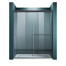 Load image into Gallery viewer, ELEGANT Double Sliding Shower Door 60 in. W x 72 in. H，Semi-Frameless Glass Shower Screen Panel 1/4" Clear Glass Bathroom Doors Bypass Shower Enclosure，Black Hardware
