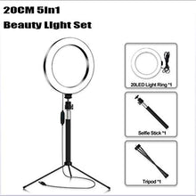Load image into Gallery viewer, CWH&amp;WEN 10 Inch Ring Light with Tripod Stand, Selfie Fill Lamp with 3 Cell Phone Holders, 3 Lighting Modes, Adjustable Brightness, for YouTube Video and Makeup
