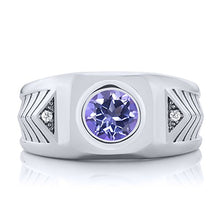 Load image into Gallery viewer, Gem Stone King 2.43 Ct Round Purple Blue Mystic Topaz 925 Sterling Silver Men's Ring (Size 12)
