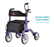 Load image into Gallery viewer, NOVA Medical Products Express Rollator Walker, Large 10” &amp; 8” Wheels, Compact Foldable &amp; Free Standing, Easy to Fold, Lift &amp; Carry, Comes with Cane Holder, Purple
