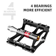 Load image into Gallery viewer, ROCKBROS Advanced 4 Bearings Mountain Bike Pedals Platform Bicycle Flat Alloy Pedals 9/16" Black
