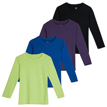 Load image into Gallery viewer, 4 Pack: Girls Long Sleeve Active Quick Dry Fit Crew Neck T-Shirt Active Athletic Tops Essentials Soccer Sports Yoga Gym Shirts Young Teen Chica's Tees Sleep Zebra Summer Clothes- Set 4, XS (7)
