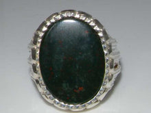 Load image into Gallery viewer, Sterling Silver Large Mens Oval Cut Bloodstone Signet Ring - Size 11 - Sizes 8 to 12 Available
