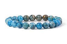 Load image into Gallery viewer, Cherry Tree Collection Gemstone Beaded Stretch Bracelet 8mm Round Beads 7" (Blue Crazy Lace Agate)
