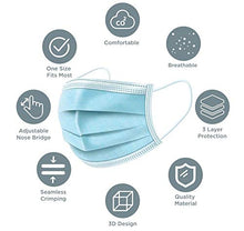 Load image into Gallery viewer, Disposable 3-Layer Protective, 3-D Perfect Fit, Soft Skin Layer Face Mask - 50 Pack
