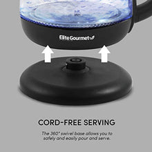 Load image into Gallery viewer, Elite Gourmet EKT1001 Maxi-Matic 1L Glass Electric Tea Kettle Hot Water Heater Boiler BPA-Free with Blue LED Interior Fast Boil and Auto Shut-Off, Black
