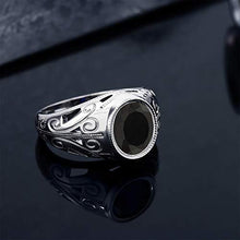 Load image into Gallery viewer, 4.29 Ct Oval Natural Black Onyx 925 Sterling Silver Men's Ring  size 9
