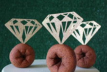 Load image into Gallery viewer, Diamond Ring Cupcake Toppers, Gold Glitter Cupcake Toppers, Bridal Shower Decorations
