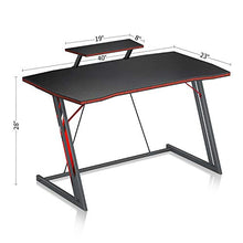 Load image into Gallery viewer, DESINO Gaming Desk 40 inch PC Computer Desk, Home Office Desk Gaming Table Z Shaped Gamer Workstation with Cup Holder and Headphone Hook, Black
