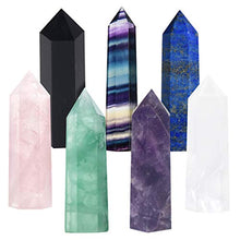 Load image into Gallery viewer, Luckeeper 7 PCS Healing Crystal Wands | 2" Amethyst, Rose Quartz,Clear Quartz,Black Obsidian,Green Fluorite, Lapis Lazuli,Rainbow Fluorite| 6 Faceted Reiki Chakra Meditation Therapy
