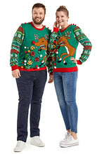 Load image into Gallery viewer, Unisex Women's Ugly Christmas Sweater, Funny Chunky Fair Isle Jumper with Santa Reindeer Snowflake,Unisex Festive Knitted Xmas Pullover Long Sleeve Pullover for Party
