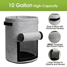 Load image into Gallery viewer, Homyhoo Potato Grow Bags with Flap 10 Gallon, 4 Pack Planter Pot with Handles and Harvest Window for Potato Tomato and Vegetables, Black and Gray

