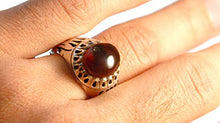 Load image into Gallery viewer, Yemeni Aqeeq Ring Men | Dark Red Kabadi Aqeeq | AlAliGems | Silver Ring Size 10
