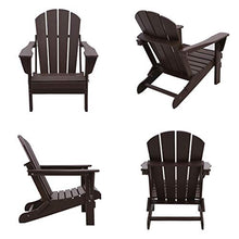 Load image into Gallery viewer, WO 4 Piece Set Outdoor Folding Poly Adirondack Chair for Backyard, Lawn, Patio, Deck, Garden, Weather Resistant Polyethylene Plastic Lounger, Dark Brown
