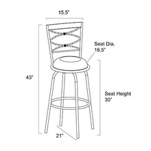 Load image into Gallery viewer, Kira Home Avery 30" Adjustable Height Round Swivel Barstool w/Real Wood Accent Back, Bronze Metal Finish, Set of 2
