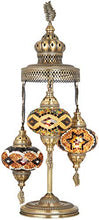 Load image into Gallery viewer, (16 Colors) Demmex 2020-3 Big Globes Magnificent Handmade Turkish Moroccan Mosaic Tiffany Table Desk Bedside Lamp Lampshade Night Accent Mood Light for North American Use, 31" Height (Brown Amber)
