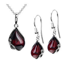 Load image into Gallery viewer, Ian and Valeri Co. Cherry Amber Sterling Silver Earrings Pendant Necklace Set Chain 18 Inches

