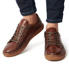 Load image into Gallery viewer, Men's Fashion Casual Genuine Leather Sneaker Shoes Arkbird Original Design Plain Toe Lace Up Rubber Sole Walking Shoes for Men Size 9.5
