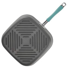 Load image into Gallery viewer, Rachael Ray Cucina Hard Anodized Nonstick Grill/Deep Square Griddle Pan, 11 Inch, Gray with Blue Handles
