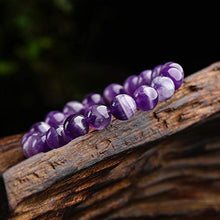Load image into Gallery viewer, Purification Bracelet - Handmade Natural Semi-Precious Amethyst Bracelet - Stone Beaded Stretch Bracelet 8mm - Gemstone Round Beads Natural Stone Yoga Bracelet -
