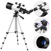 Load image into Gallery viewer, Telescope, 70mm Aperture 400mm AZ Mount, Fully Multi-Coated Optics, Telescopes for Adults, Telescope for Kids Beginners Astronomy Refractor Telescope Travel Scope with Tripod, Phone Adapter, Backpack
