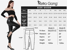 Load image into Gallery viewer, Retro Gong Faux Leather Leggings for Women Stretchy High Waisted Pleather Pants (Black, X-Small)
