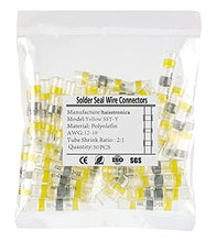 Load image into Gallery viewer, 50PCS Yellow Solder Seal Wire Connectors AWG12-10,haisstronica Marine Grade Waterproof Solder Wire Connectors,Heat Shrink Butt Connectors,Insulated Butt Splice Electrical Connectors
