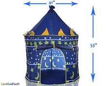 Load image into Gallery viewer, LimitlessFunN Kids Play Tent with Star Lights &amp; Carrying Case [ Pop Up Portable Glow in The Dark Stars Blue ] Children Castle Playhouse for Girls &amp; Boys, Indoor &amp; Outdoor Use
