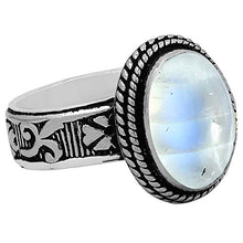 Load image into Gallery viewer, Rainbow Moonstone Ring Size 7 925 Silver Overlay Vintage Style Handmade Solitaire Ring
