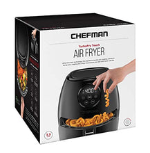Load image into Gallery viewer, Chefman TurboFry 3.6 Quart Air Fryer Oven w/ Digital Touch Screen, Dishwasher Safe Flat Basket, Healthy Oil-Free Airfryer w/ 60 Minute Timer &amp; Auto Shutoff, BPA-Free, Matte Black, Cookbook Included

