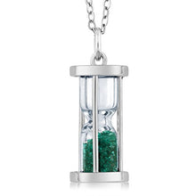 Load image into Gallery viewer, Gem Stone King 925 Sterling Silver Hourglass Pendant Necklace For Women with 0.75 Ct Emerald Dust and 18 Inch Silver Chain
