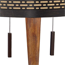 Load image into Gallery viewer, Hunter Mid Century Modern Floor Lamp Cherry Wood Perforated Metal Cream Linen Double Shade for Living Room Bedroom - Franklin Iron Works
