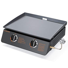 Load image into Gallery viewer, MaxKare Tabletop Gas Grill Griddle - 22 Inch BBQ Propane Portable Grill with 2-Adjustable Burners Grill Pan Cast Iron Smokeless Griddle for Indoor Outdoor Camping
