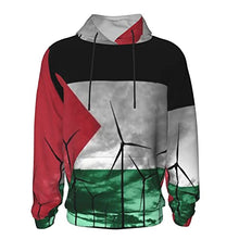 Load image into Gallery viewer, Palestine Flag Print Hoodies Kids 3D Print Sweatshirts Long Sleeve Pullover Hoodies with Pocket for Teen Boys and Girls Black

