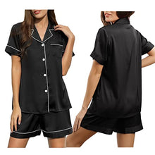 Load image into Gallery viewer, YANIBEST Womens Silk Satin Pajamas Set Short Sleeve Two-piece Pj Sets Sleepwear Loungewear Button-Down Pj Sets
