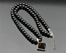 Load image into Gallery viewer, ElisaJewelryArt - Natural Pyramid Tiger Eye Pendant Necklace Black Onyx Beaded Necklace Genuine Gemstone Anxiety Stone Clasp Closure Necklace Unisex Necklace (Tiger Eye)
