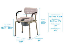 Load image into Gallery viewer, NOVA Medical Products Drop Arm Commode with Padded Seat and Back, Drop Down Arms for Easy Transfer, Stand Alone Bed Side Commode and Over The Toilet Commode, Comes with Bucket, Lid and Slash Guard
