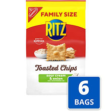 Load image into Gallery viewer, RITZ Toasted Chips Sour Cream and Onion, Family Size, 6 - 11.4 oz Bags
