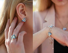 Load image into Gallery viewer, Leafael Infinity Love Crystal Heart Bundle Jewelry Set Light Sapphire Blue March December Birthstone Gifts for Women Necklace Earrings Bracelet Rings, Silver-tone
