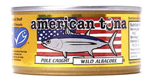 Load image into Gallery viewer, American Tuna MSC Certified Sustainable Pole &amp; Line Caught Albacore Tuna, 6oz Can w/ Sea Salt, Caught &amp; Canned in America, 1 Count.
