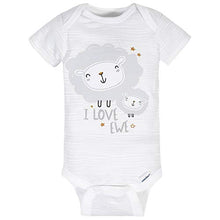 Load image into Gallery viewer, Gerber Baby 4-Pack Short Sleeve Onesies Bodysuits, I Love Ewe/Grey, 6-9 Months
