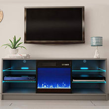 Load image into Gallery viewer, Meble Furniture Manhattan Electric Fireplace Modern 58" TV Stand
