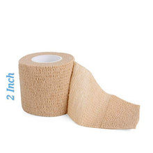 Load image into Gallery viewer, 12 Bulk Pack Cohesive Tape, Self Adherent Wrap 2 Inches X 5 Yards - Self Adhesive Bandage Medical Vet Wrap for First Aid, Sports Protection and Wrist, Ankle Sprains &amp; Swelling
