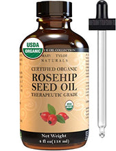 Load image into Gallery viewer, Organic Rosehip Seed Oil (4 oz), USDA Certified by Mary Tylor Naturals, Cold Pressed, Unrefined, Natural Moisturizer For Face Hair Skin and Nails, 100% Pure Rose Hip oil
