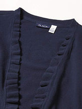 Load image into Gallery viewer, The Children's Place girls Uniform Ruffle Open Front Cardigan Pullover Sweater, Tidal, 10-12 Years US
