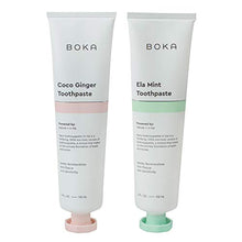 Load image into Gallery viewer, Boka Natural Toothpaste Duo - Nano-Hydroxyapatite for Remineralizing and Sensitivity, Fluoride-Free I Dentist Recommended, Made in USA I 4oz (Ela Mint + Coco Ginger) (2-Pack)
