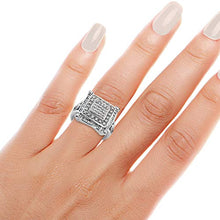 Load image into Gallery viewer, NATALIA DRAKE 1 Cttw Diamond Princess Ring for Women in Rhodium Plated Sterling Silver Size 7 (Color I-J / Clarity I2-I3)
