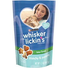 Load image into Gallery viewer, PURINA Whisker Lickin's Cat Treats, Crunchy &amp; Yummy Tuna Flavor - 1.7 oz. Pouch, Blue/Green (00017800172622)
